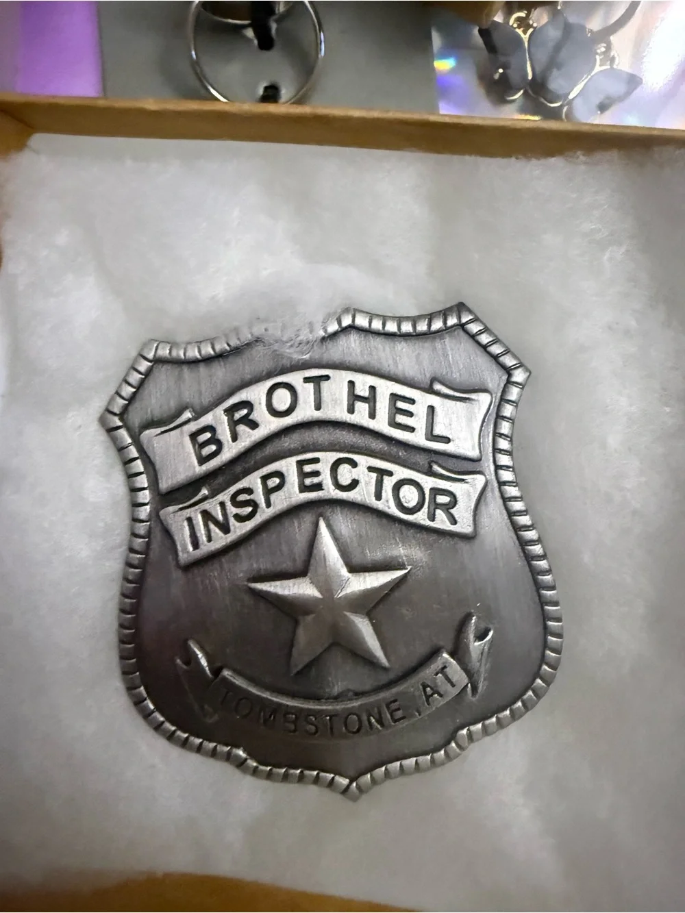 Brothel Inspector Metal Badge - Silver Novelty Pin